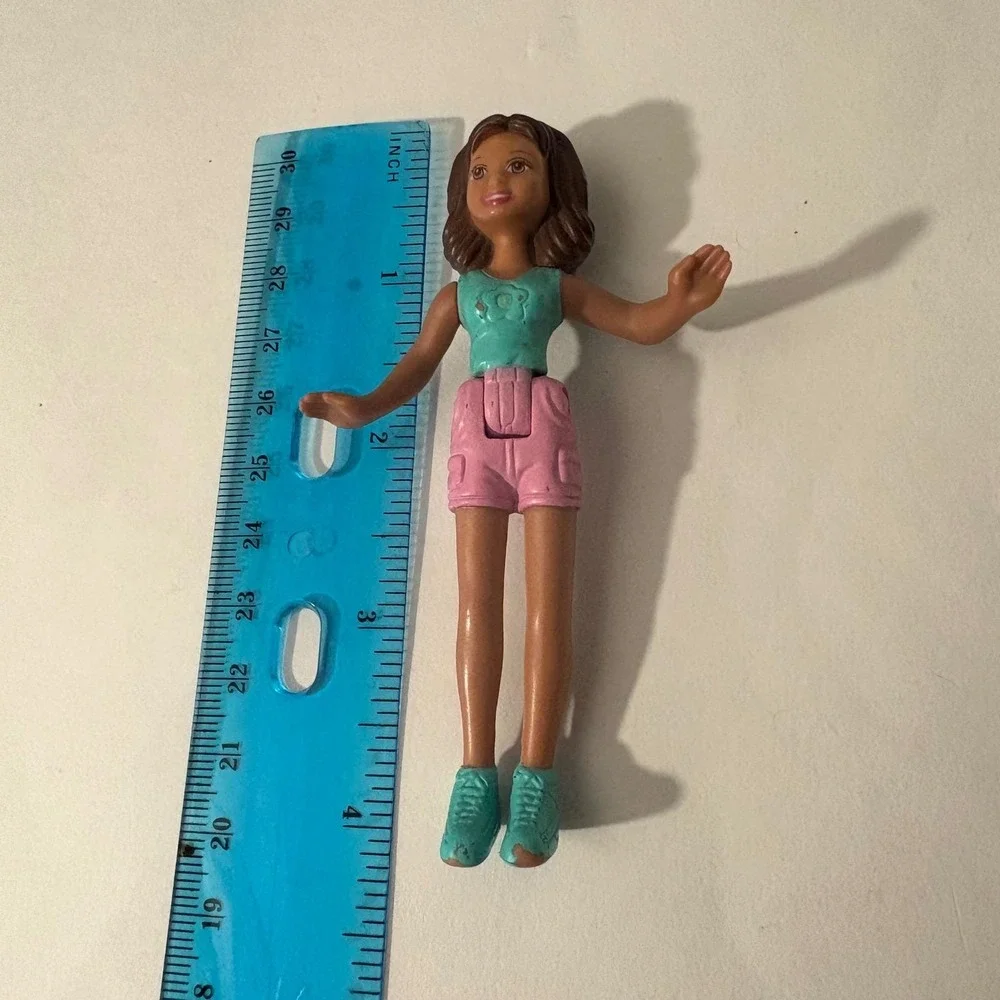 Polly Pocket Doll 2003 McDonald's Figure Pink Shorts Teal Top 3.5